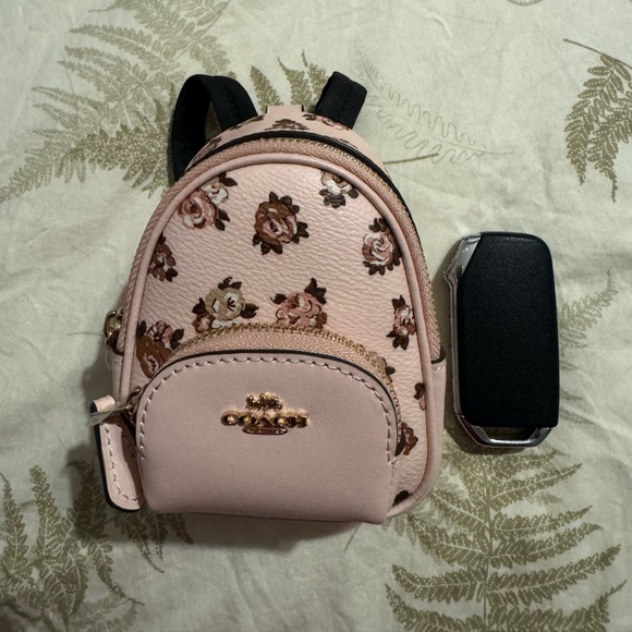 NWT Coach Mini Court Backpack Bag Charm With Rosette Print - Picture 8 of 10